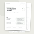 Weekly Reset Planner cover and contents page