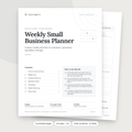 Weekly Small Business Planner cover and contents page