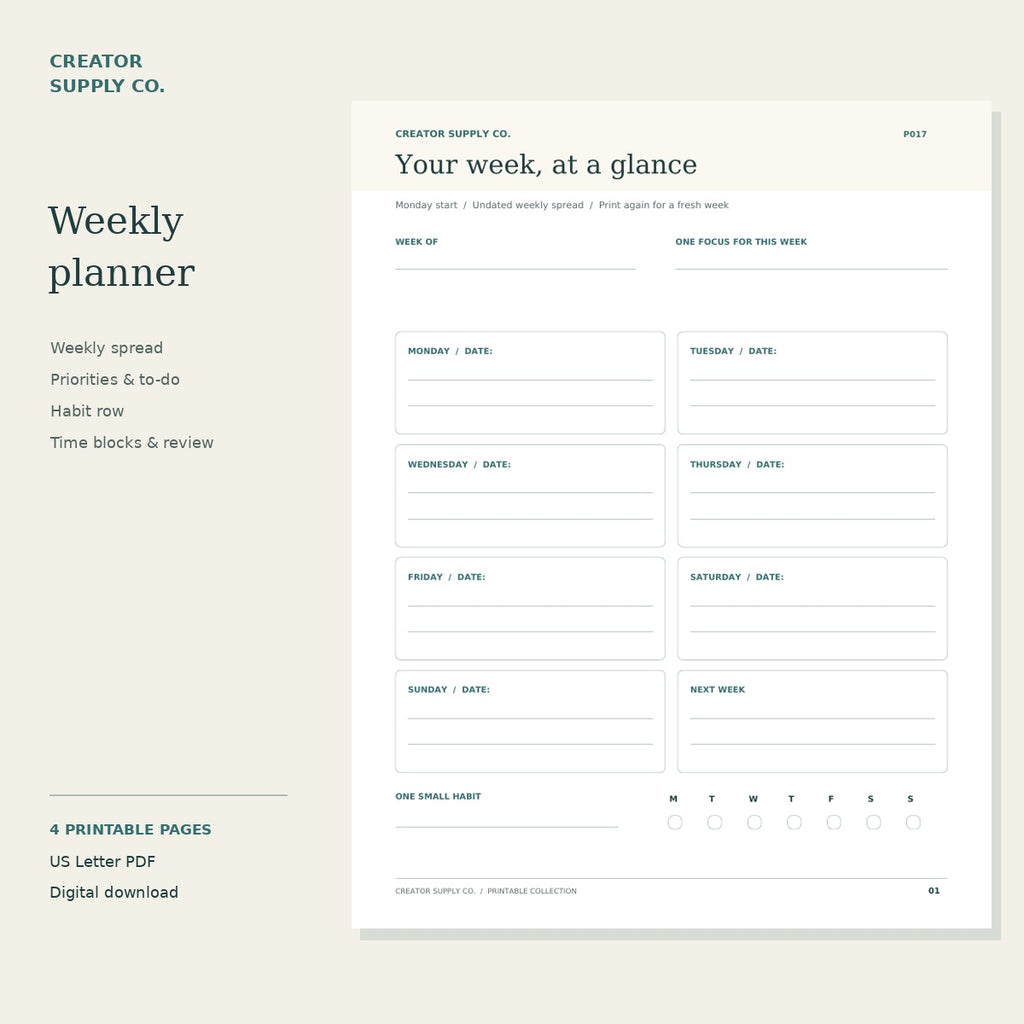 Weekly Planner Printable – preview of the printable worksheet