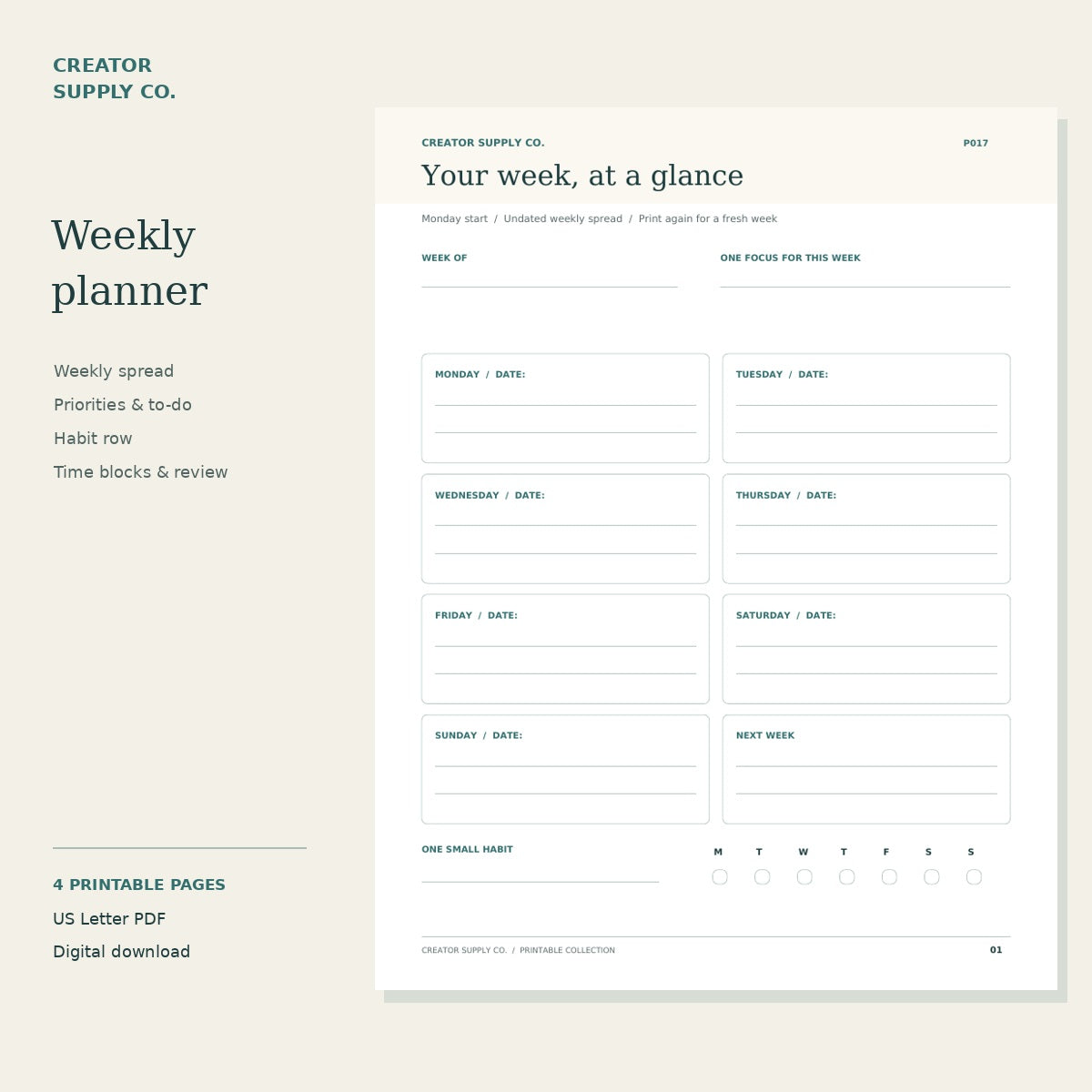 Weekly Planner Printable – preview of the printable worksheet