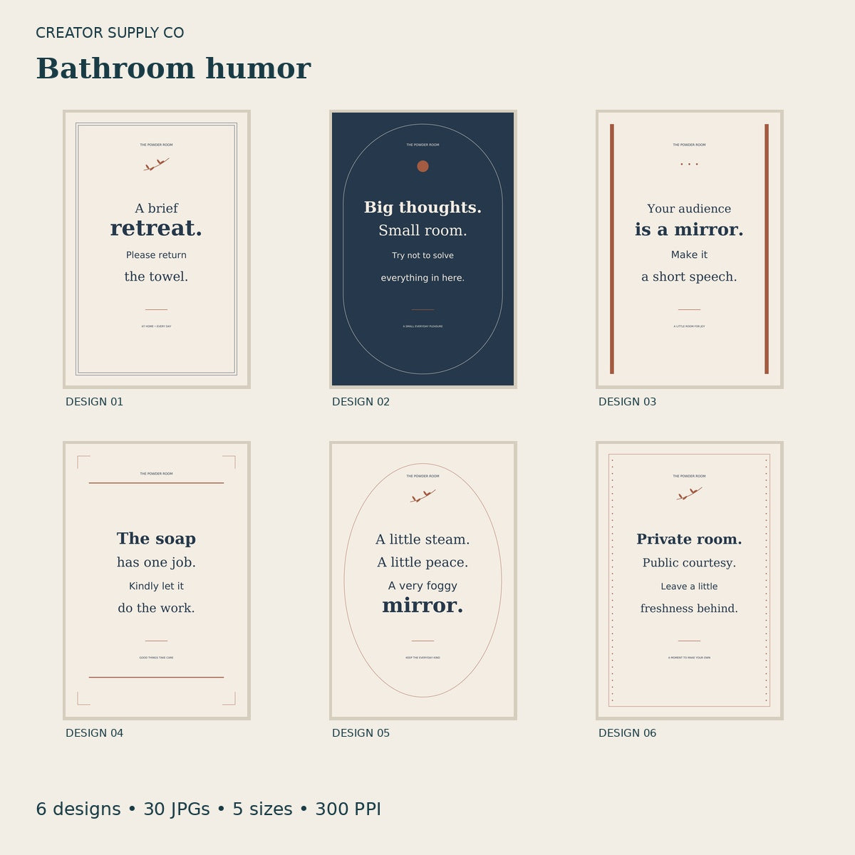 Bathroom Humor Prints (original) – printable wall art preview