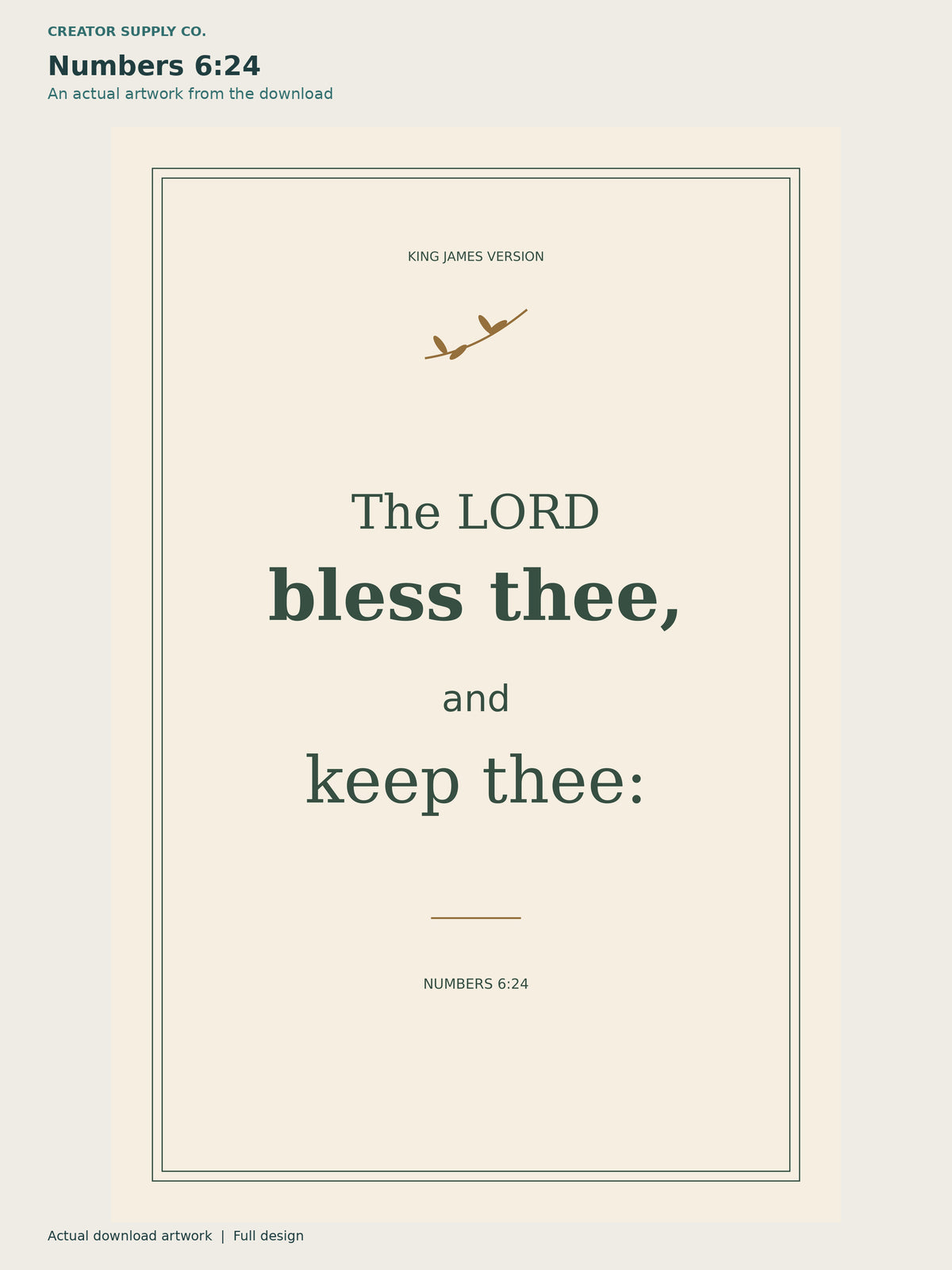 KJV Scripture Wall Art — 6 Printable Designs – cream scripture print reading The LORD bless thee, and keep thee