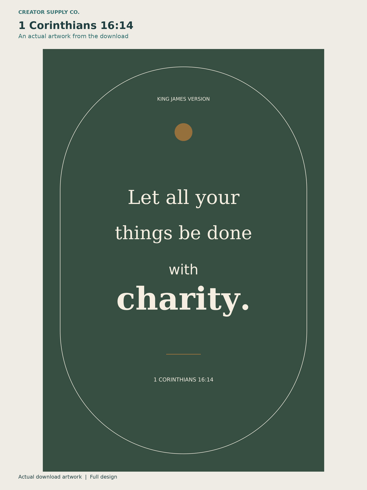KJV Scripture Wall Art — 6 Printable Designs – green scripture print reading Let all your things be done with charity