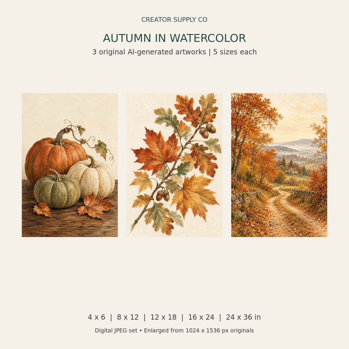 Seasonal Fall Prints Set – printable wall art preview