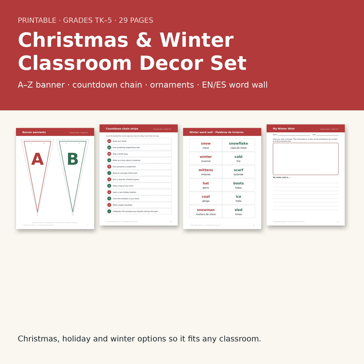 Christmas and Winter Classroom Decor Set preview