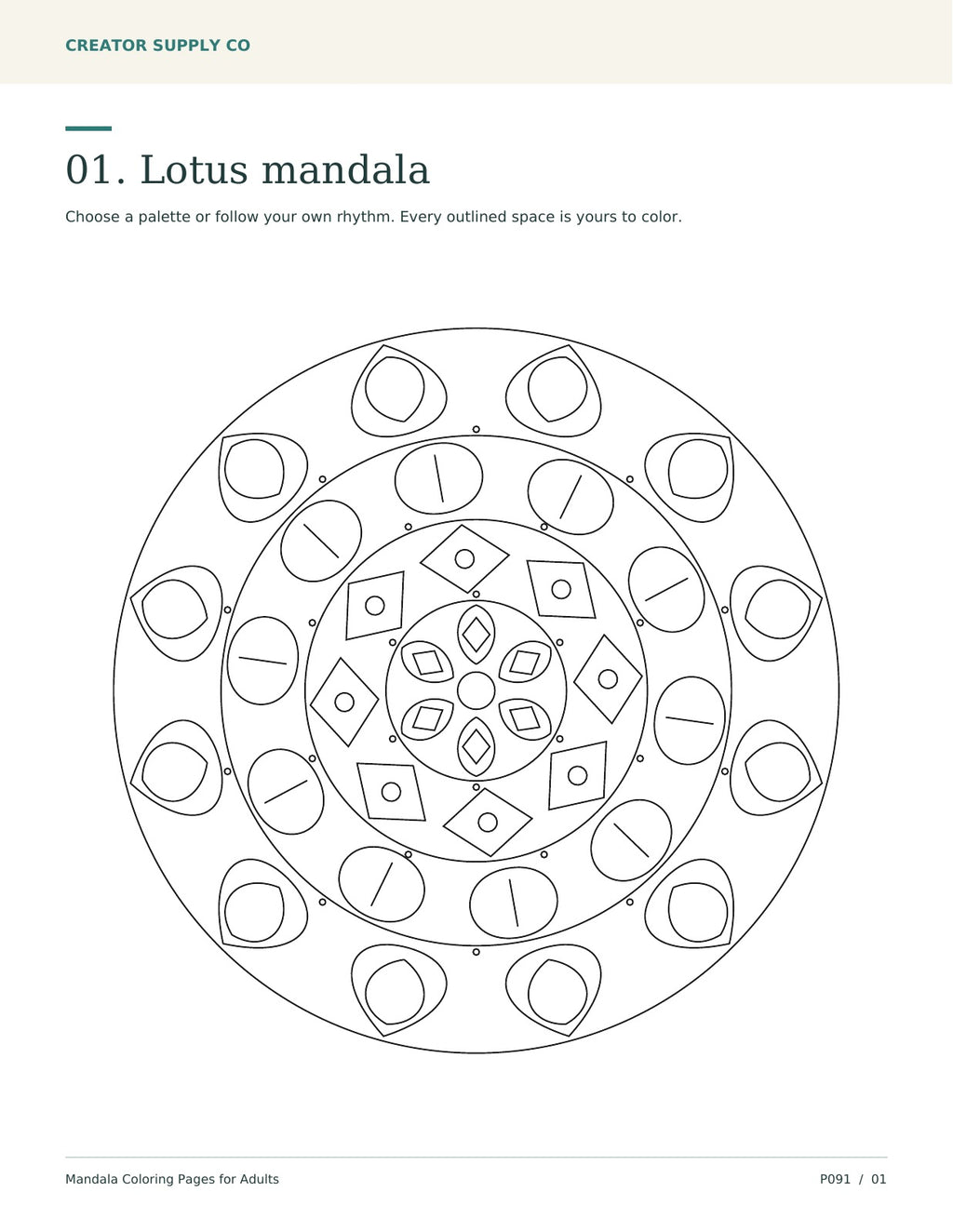 Mandala Coloring Pages for Adults – printable PDF pages preview