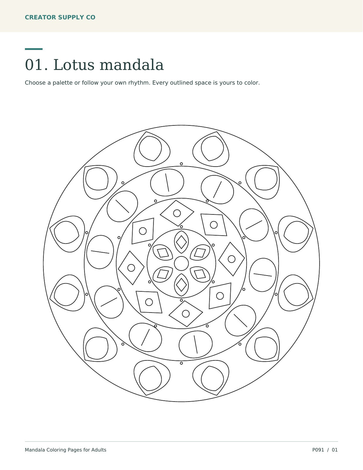 Mandala Coloring Pages for Adults – printable PDF pages preview