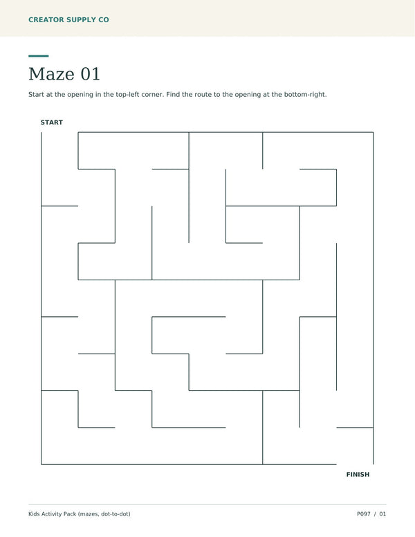 Kids Activity Pack (mazes, dot-to-dot) – printable maze and dot-to-dot pages preview