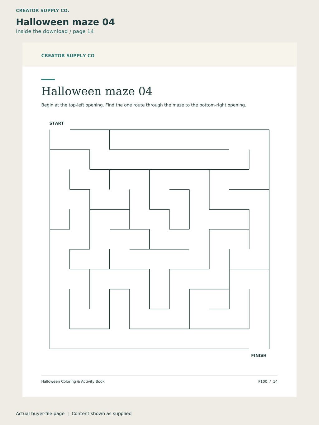 Page 14 from Halloween Coloring & Activity Book, showing Halloween maze 04.