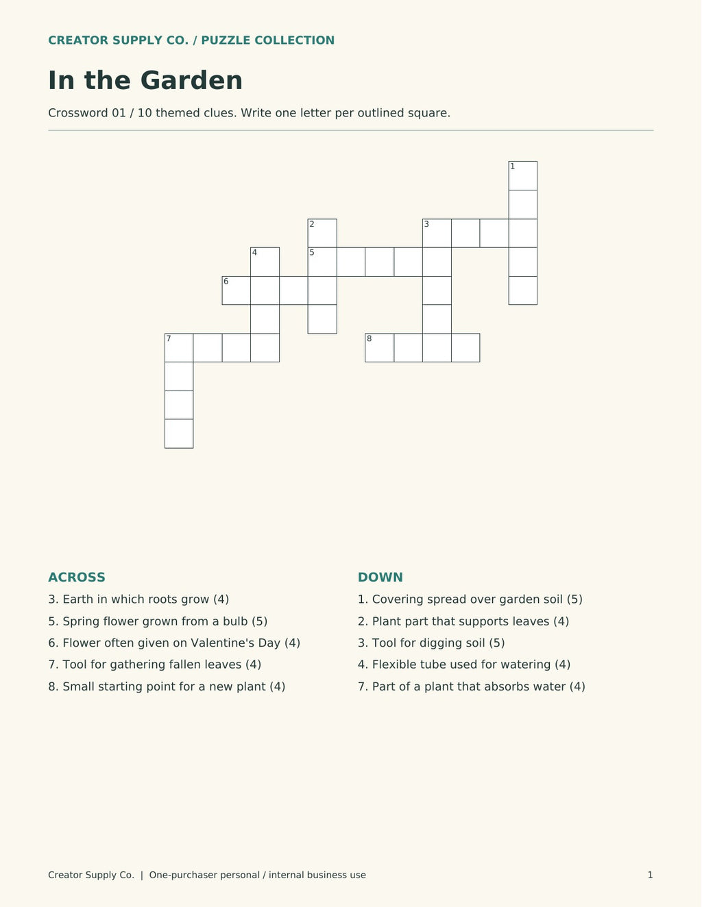 Crossword Puzzles for Adults – printable PDF pages preview
