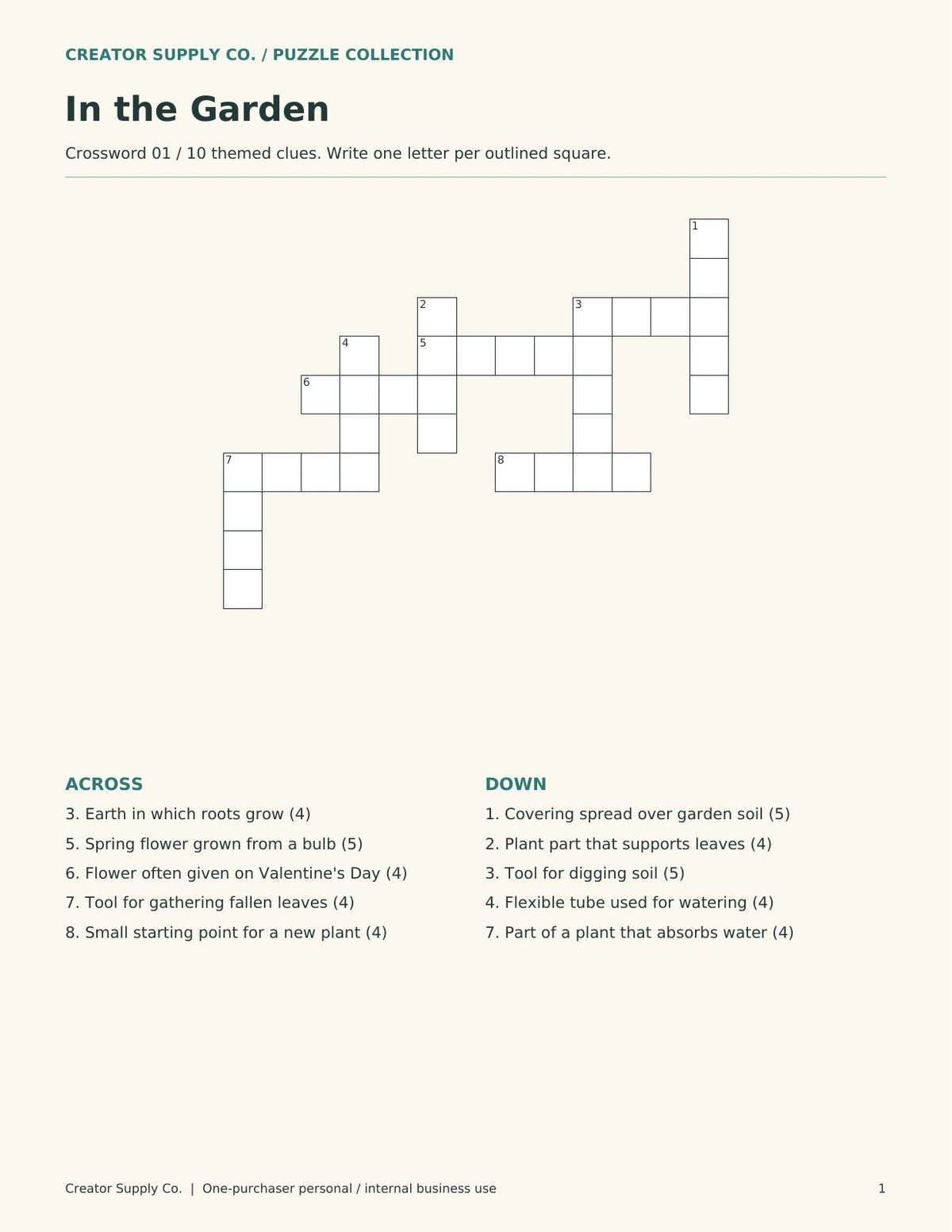 Crossword Puzzles for Adults – printable PDF pages preview