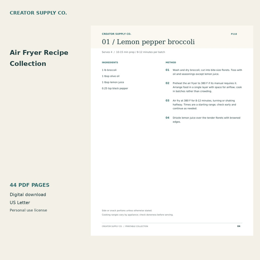 Air Fryer Recipe Collection – printable PDF pages preview