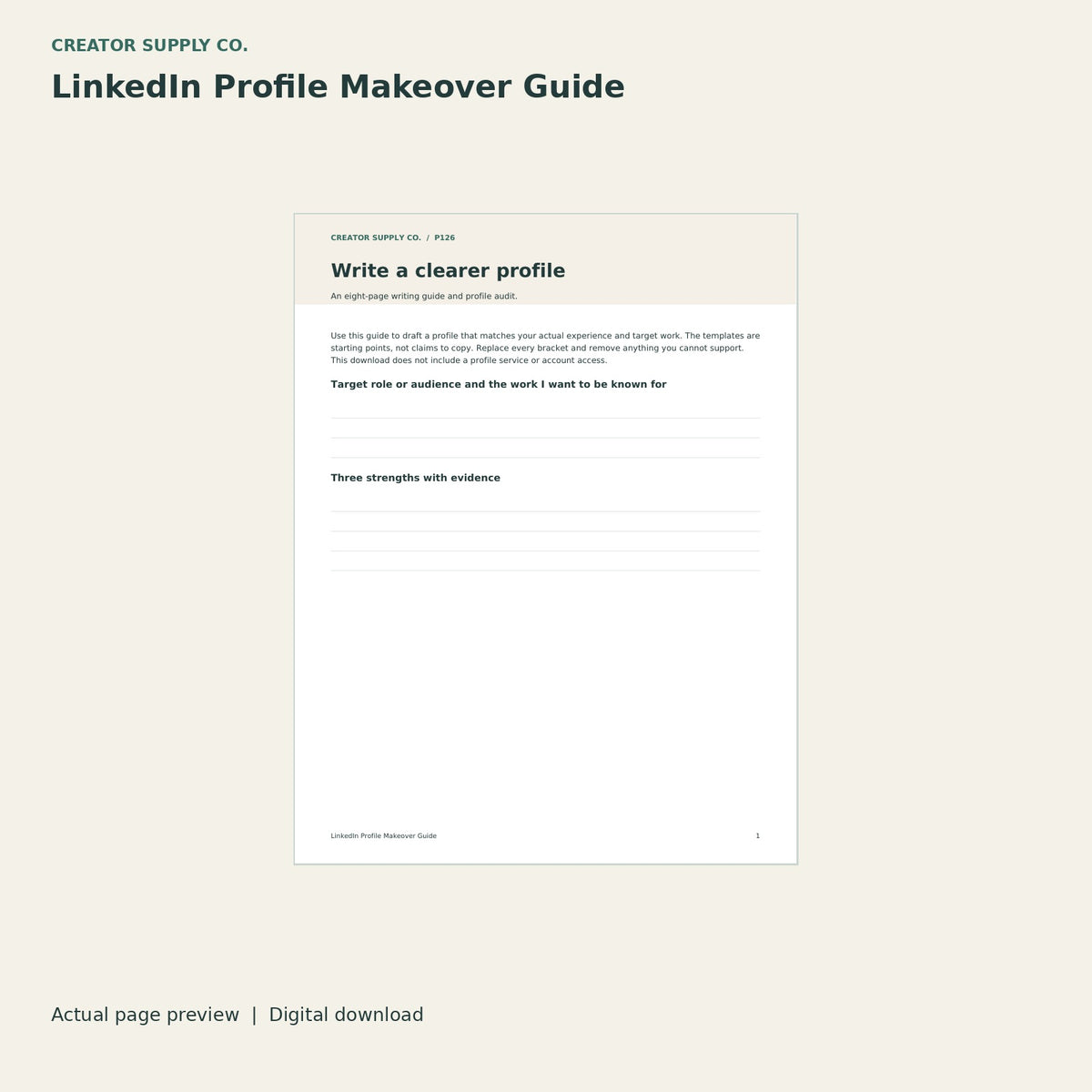 LinkedIn Profile Makeover Guide – printable PDF pages preview