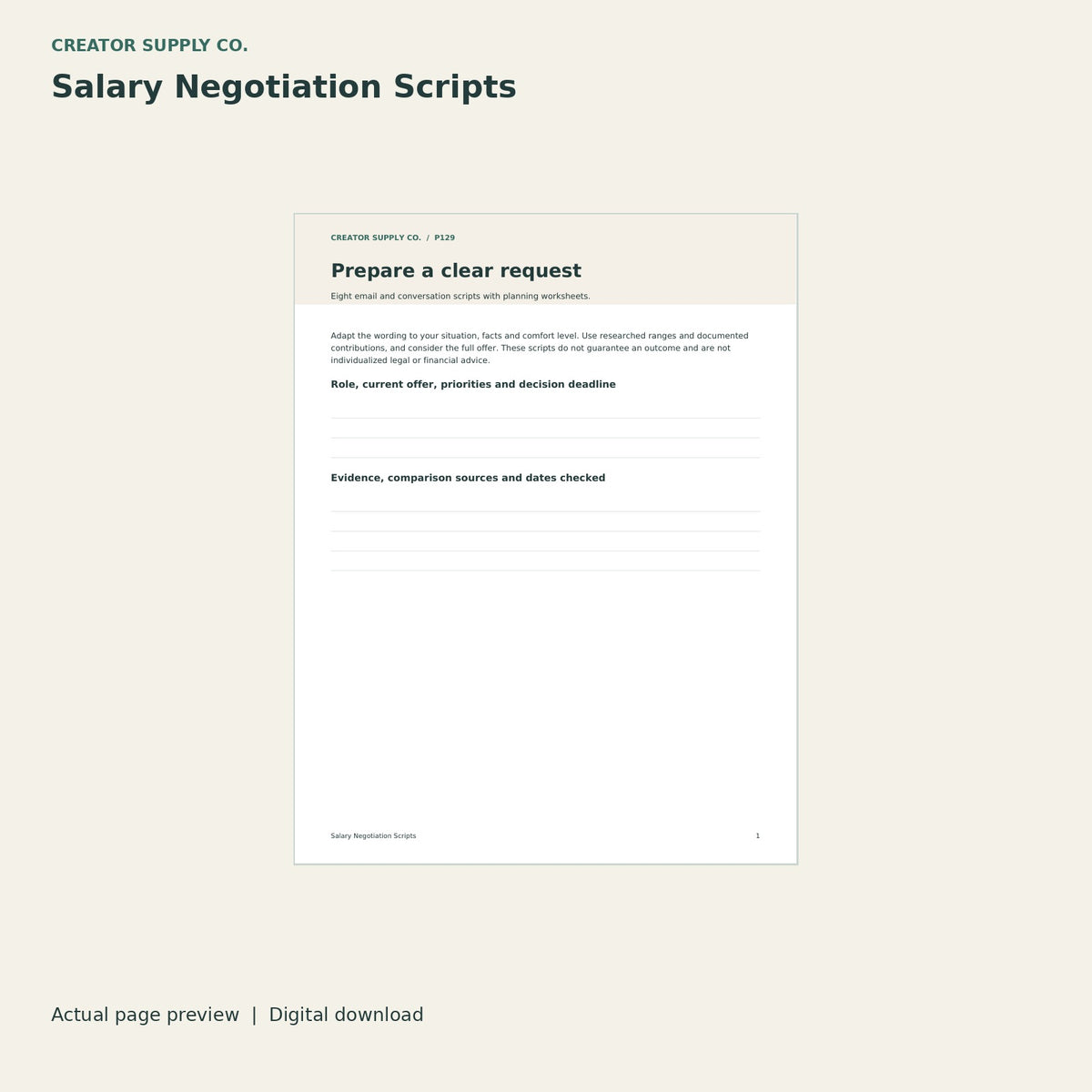 Salary Negotiation Scripts – printable PDF pages preview