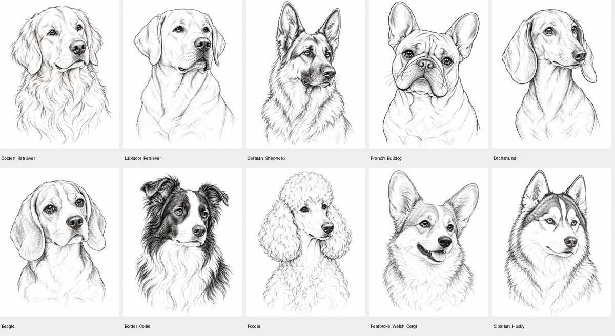 Pet Portrait Wall Art (breed prints) – printable wall art preview