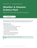 Weather & Seasons Science Pack (Grades K–1) – cover page of the printable PDF pack
