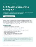 K–2 Reading Screening Family Kit – cover page