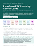 Play-Based TK Learning Center Cards – cover page of the printable PDF