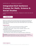 Integrated ELD Sentence Frames for Math, Science & Social Studies (Grades 3–8) - cover