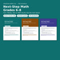 Next-Step Math Kit covers for grades 6, 7 and 8