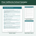 Free California School Sampler: Next-Step School Kit teacher model, Form A and a Quick Check