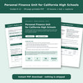 Personal Finance Unit for California High Schools cover